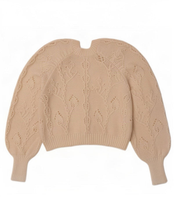 Zara Womens Crop Cardigan Sweater UK 10 Small Off White Polyester