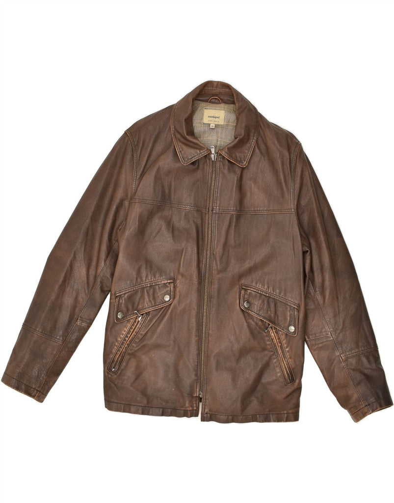 CONBIPEL Mens Leather Jacket IT 48 Medium Brown Leather Vintage Conbipel and Second-Hand Conbipel from Messina Hembry 