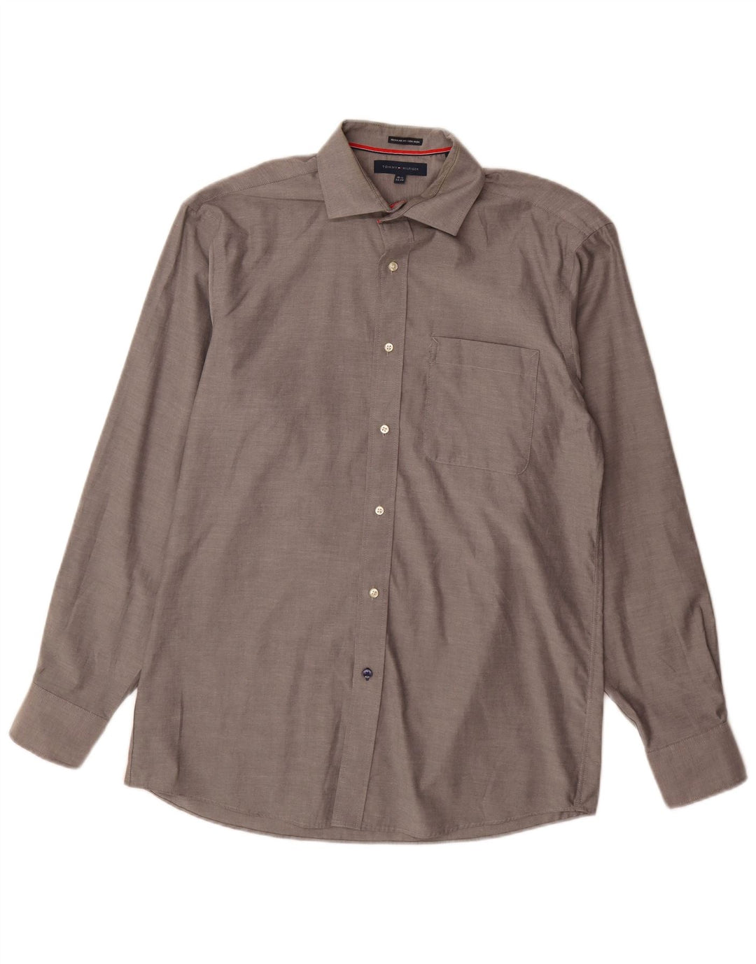 Tommy Hilfiger Mens Regular Fit Shirt Size 15 1/2 Medium Grey Cotton