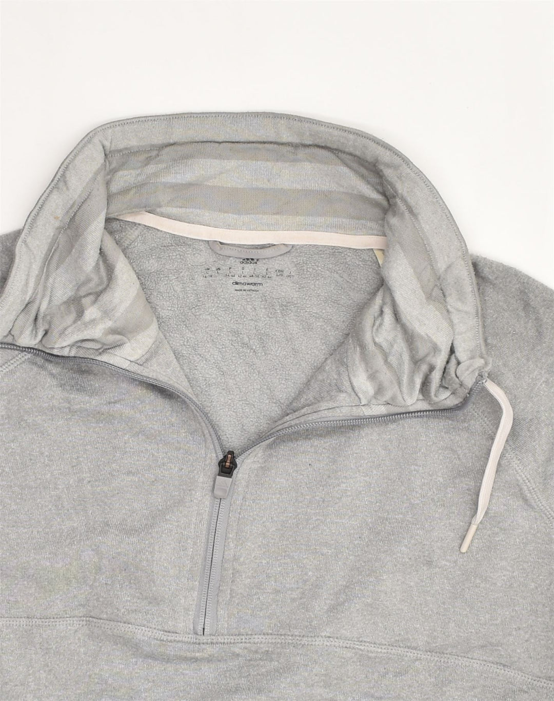 ADIDAS Womens Zip Neck Sweatshirt Jumper UK 16 Large Grey Polyester | Vintage Adidas | Thrift | Second-Hand Adidas | Used Clothing | Messina Hembry 
