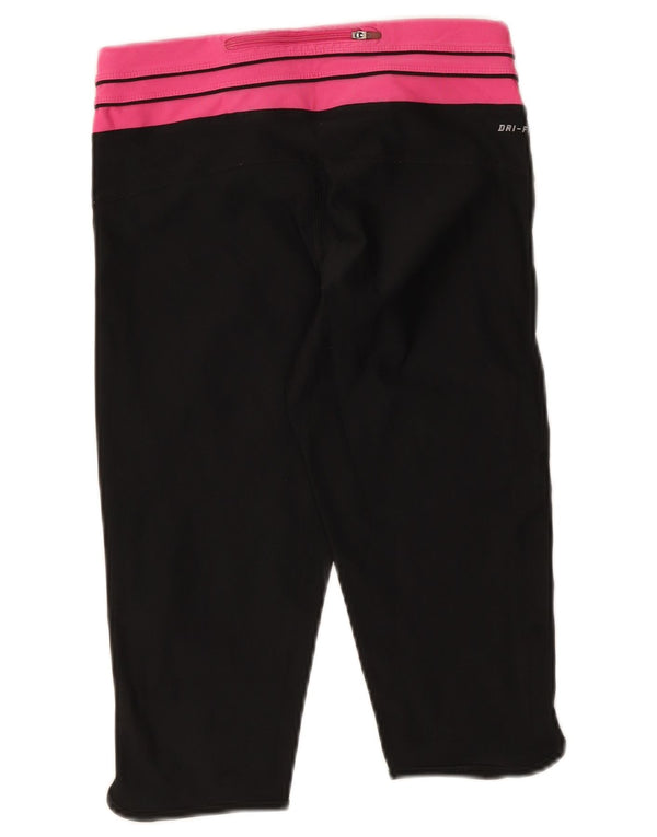 Nike Womens Dri Fit Capri Leggings UK 8 Small Black Colourblock