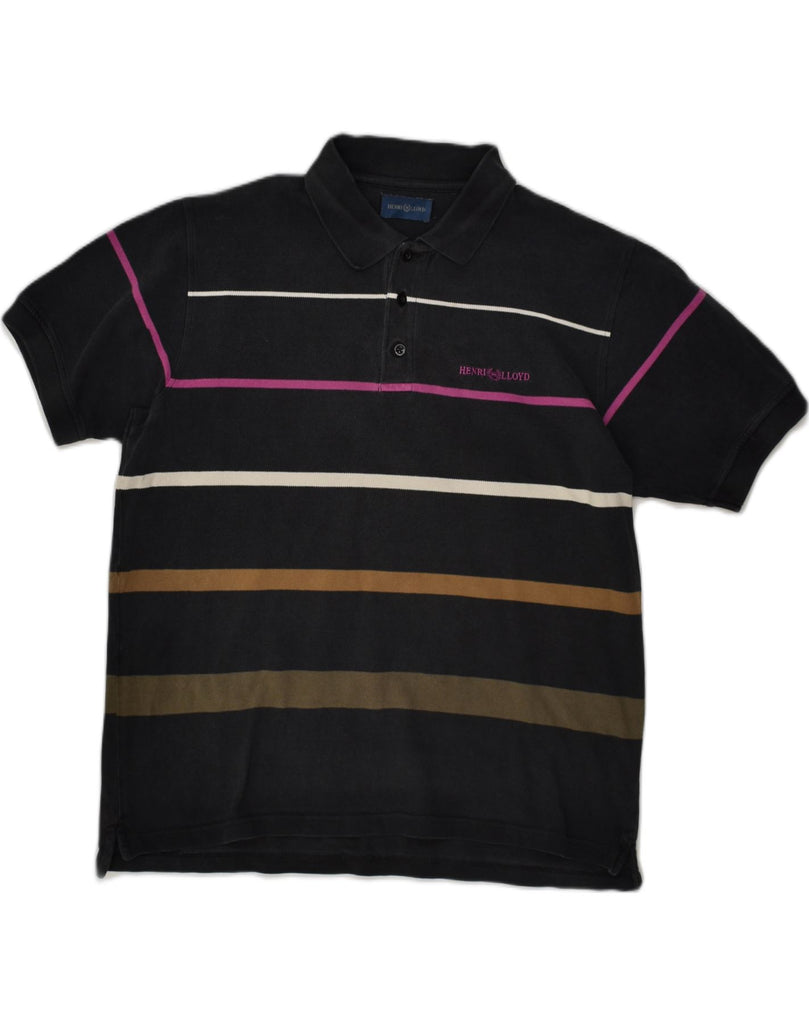 HENRI LLOYD Mens Polo Shirt Medium Black Pinstripe | Vintage Henri Lloyd | Thrift | Second-Hand Henri Lloyd | Used Clothing | Messina Hembry 