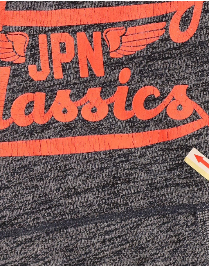 Superdry Womens Graphic Hoodie Jumper UK 12 Medium Navy Blue Flecked Cotton