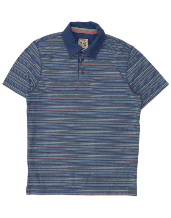 FAT FACE Mens Polo Shirt Medium Blue Striped Cotton