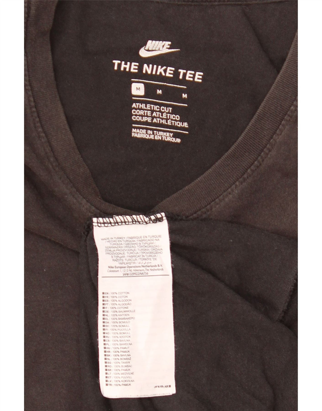 Nike Mens Athletic Cut T-Shirt Top Medium Black Cotton