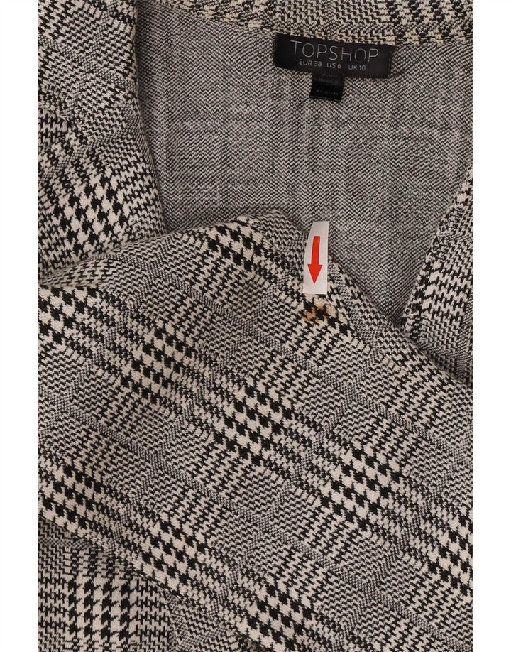 Topshop Womens Overcoat UK 10 Small Grey Houndstooth Cotton