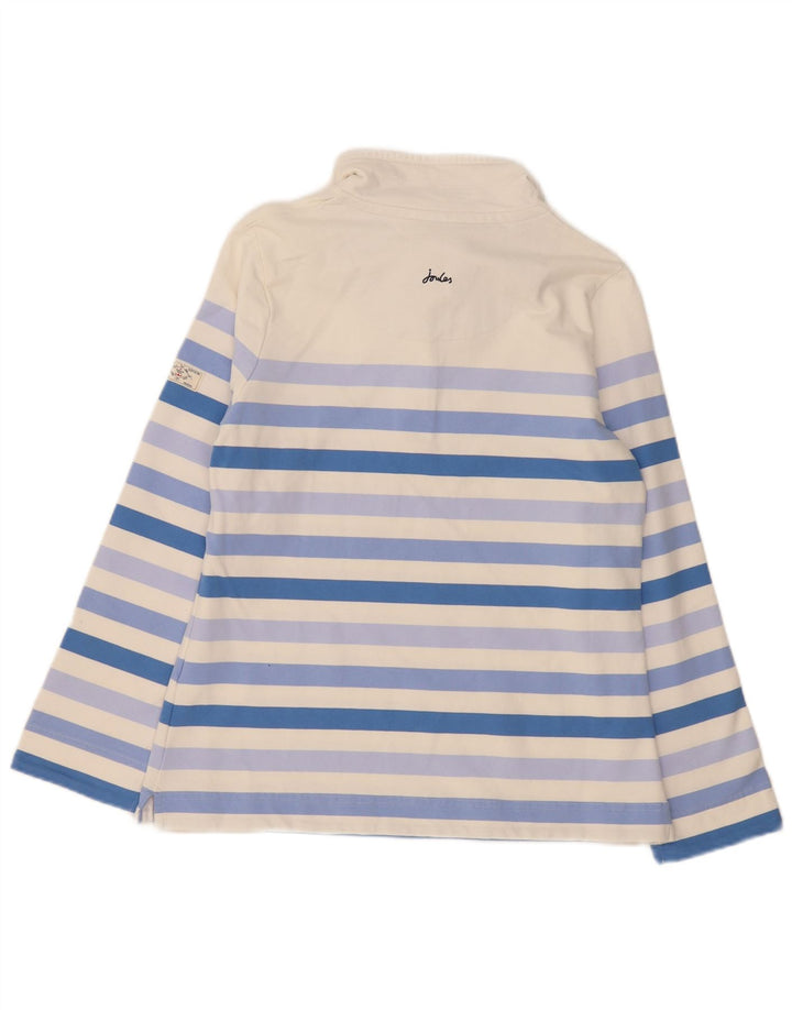 Joules Womens Button Neck Sweatshirt Jumper UK 14 Large White Striped