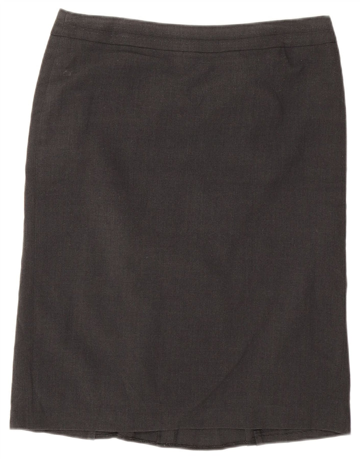 Marks & Spencer Womens Straight Skirt UK 12 Medium W32 Grey Polyester