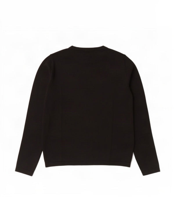 Massimo Dutti Womens Crew Neck Jumper Sweater UK 6 XS Black Wool