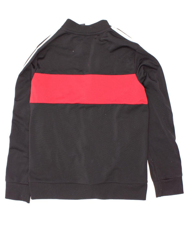 Adidas Boys Tracksuit Top Jacket 9-10 Years Black Colourblock Polyester