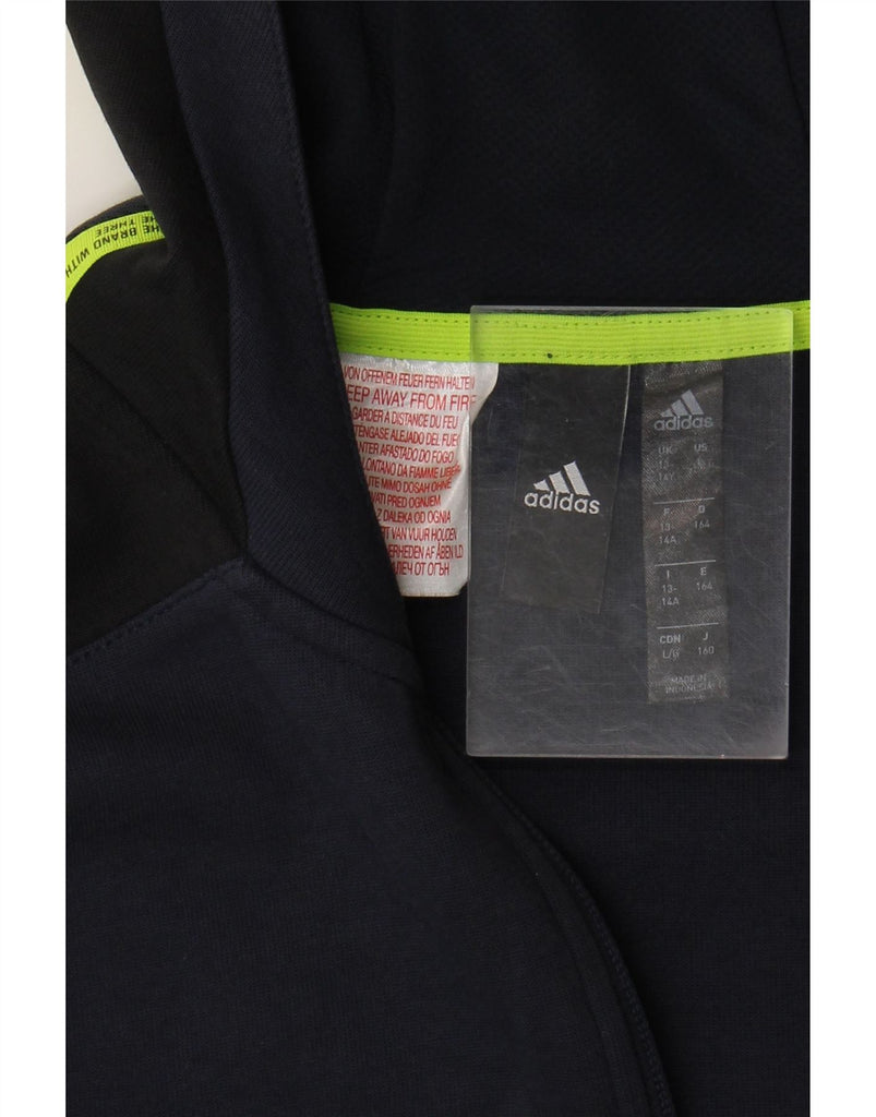 ADIDAS Boys Zip Hoodie Sweater 13-14 Years Navy Blue Vintage Adidas and Second-Hand Adidas from Messina Hembry 