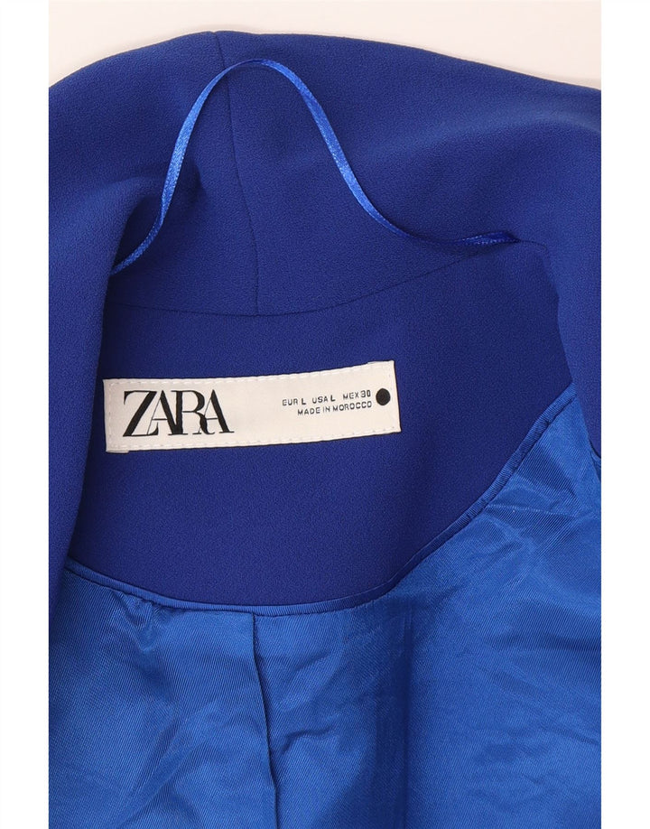 Zara Mens 1 Button Blazer Jacket UK 40 Large Blue Viscose