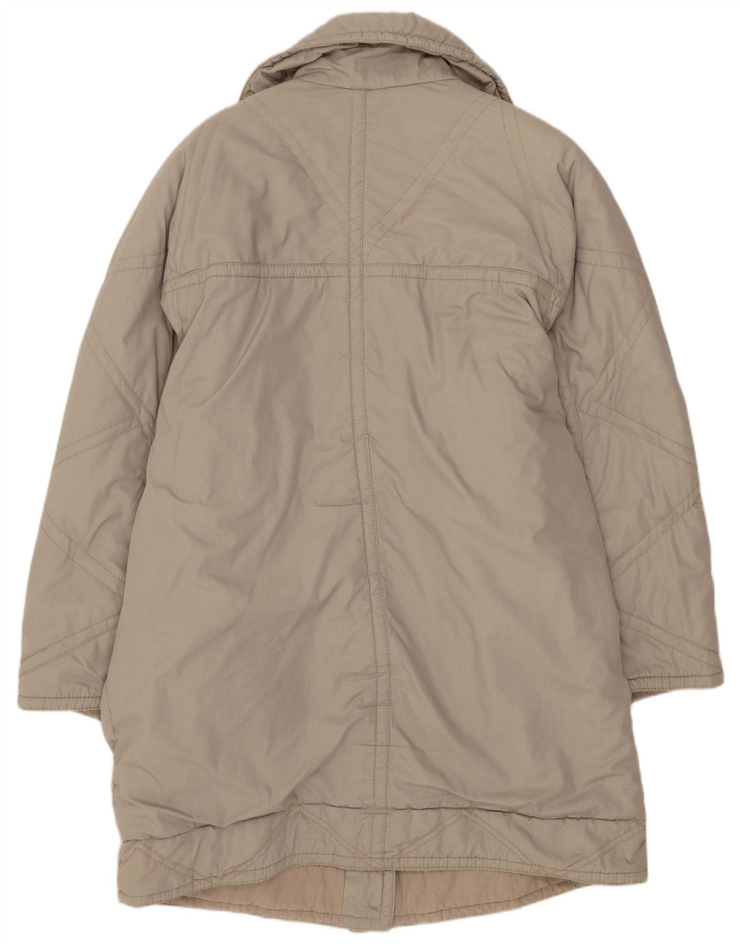 Vintage Womens Oversized Overcoat EU 40 Medium Beige Polyester