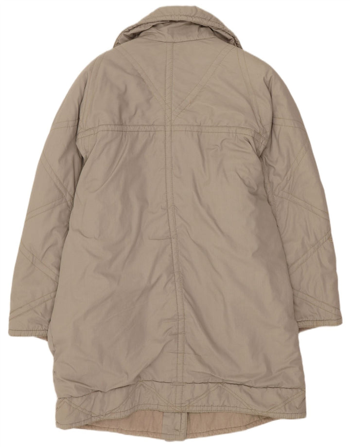 Vintage Womens Oversized Overcoat EU 40 Medium Beige Polyester