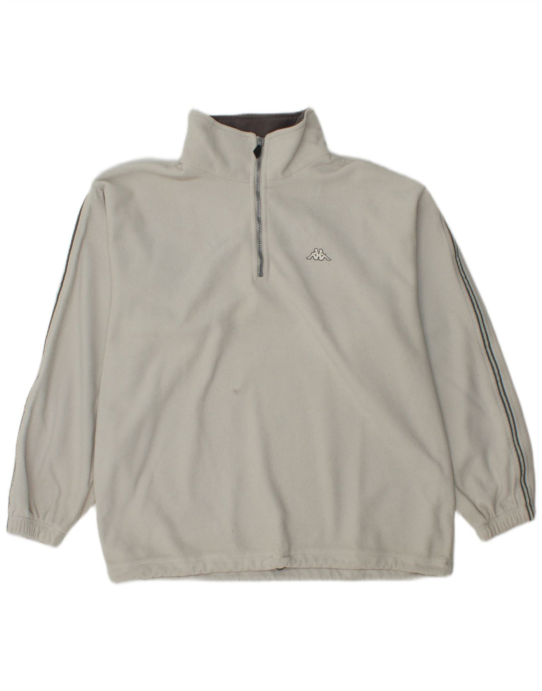 Kappa Mens Zip Neck Fleece Jumper Large Off White Polyester