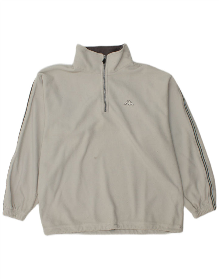 Kappa Mens Zip Neck Fleece Jumper Large Off White Polyester