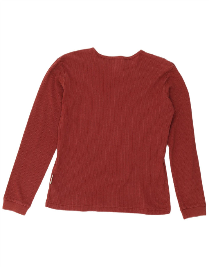 COLUMBIA Womens Top Long Sleeve UK 14 Medium Burgundy Cotton