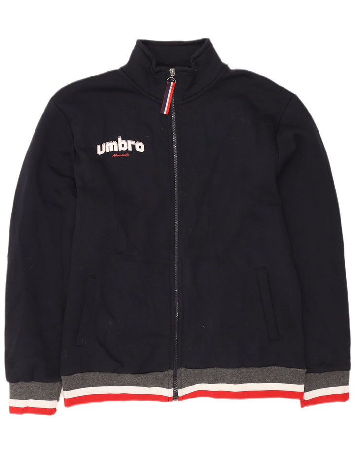 UMBRO Mens Graphic Tracksuit Top Jacket XL Navy Blue Colourblock Polyester