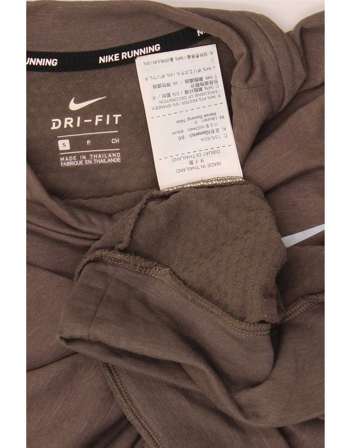 Nike Womens Crop Oversized Sweatshirt Jumper UK 10 Small Brown Polyester
