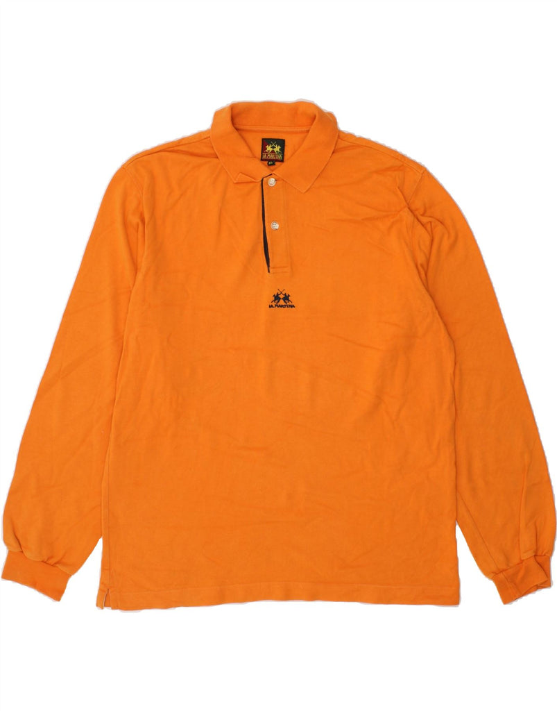 LA MARTINA Mens Long Sleeve Polo Shirt XL Orange Cotton Vintage La Martina and Second-Hand La Martina from Messina Hembry 