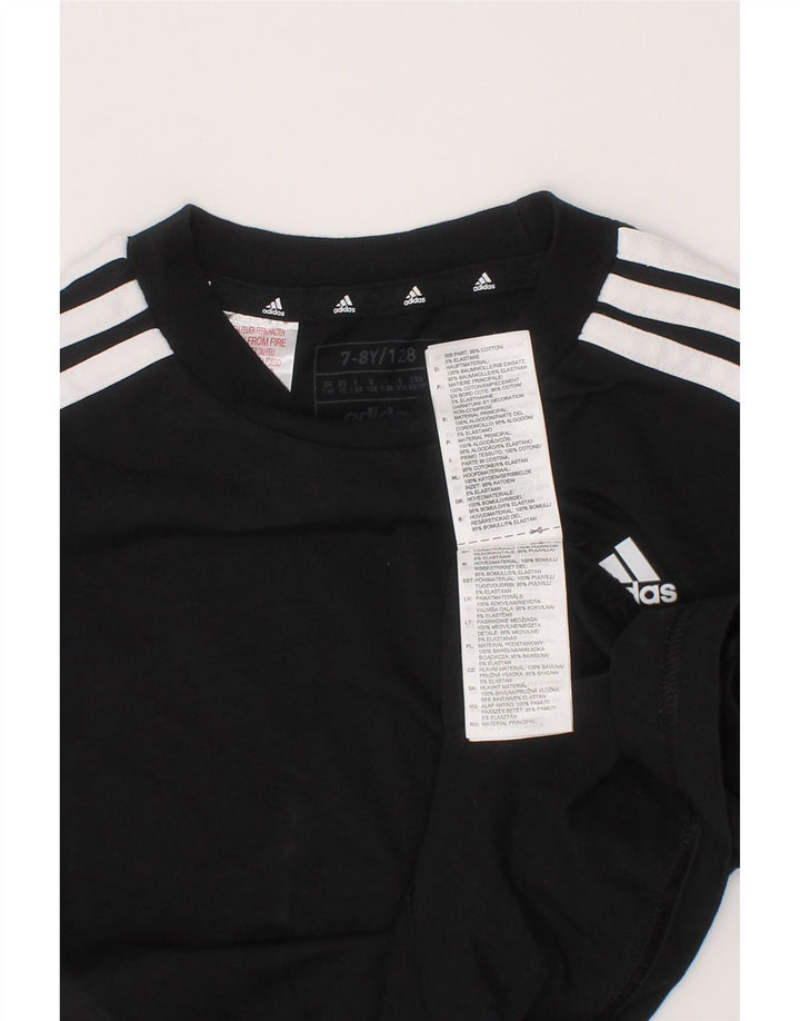 Adidas Boys T-Shirt Top 7-8 Years Black Cotton