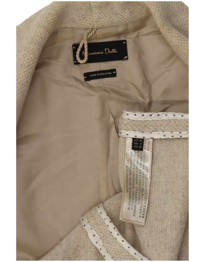 Massimo Dutti Womens 1 Button Blazer Jacket EU 38 Medium Beige Viscose
