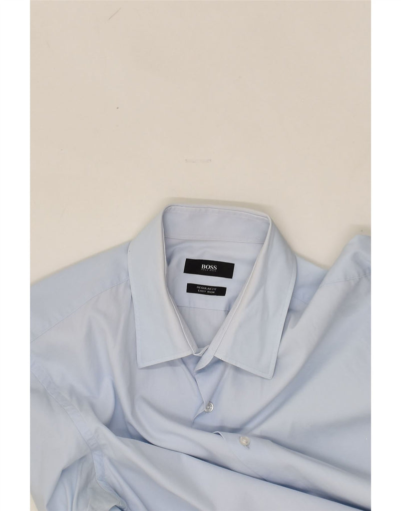 HUGO BOSS Mens Regular Fit Shirt Size 16 1/2 42 Large Blue Cotton | Vintage Hugo Boss | Thrift | Second-Hand Hugo Boss | Used Clothing | Messina Hembry 