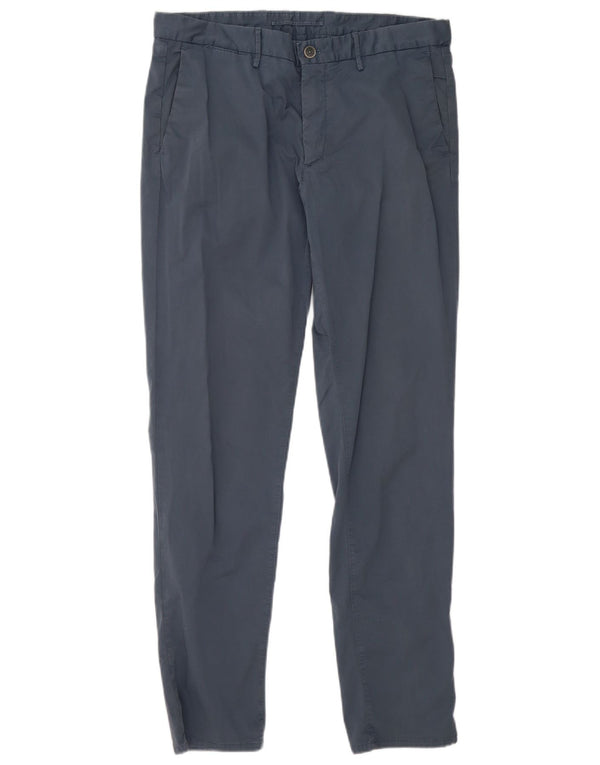 Massimo Dutti Mens Slim Fit Chino Trousers EU 44 Large W34 L32 Blue Cotton