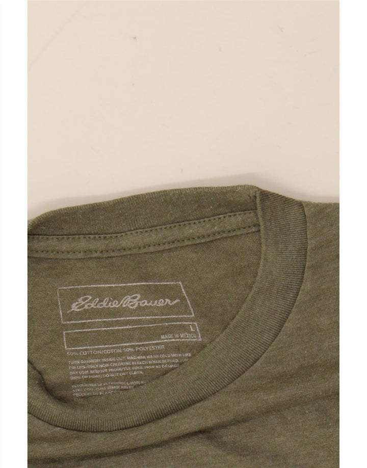 EDDIE BAUER Mens Graphic T-Shirt Top Large Khaki Cotton