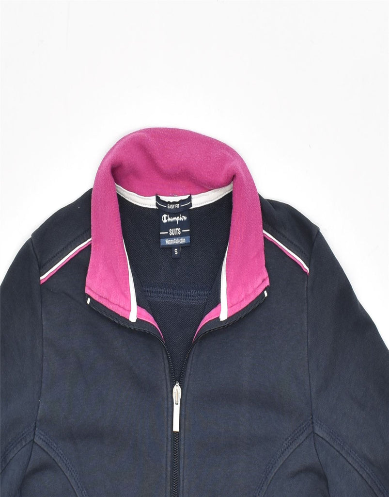 CHAMPION Womens Tracksuit Top Jacket UK 10 Small Navy Blue Cotton | Vintage | Thrift | Second-Hand | Used Clothing | Messina Hembry 