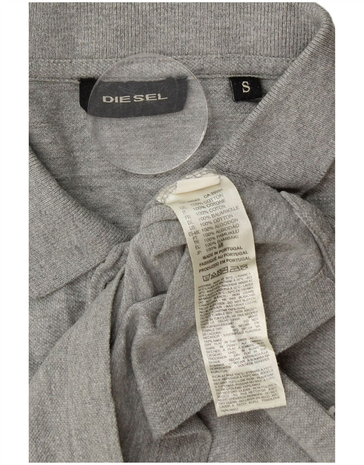DIESEL Mens Graphic Polo Shirt Small Grey Cotton