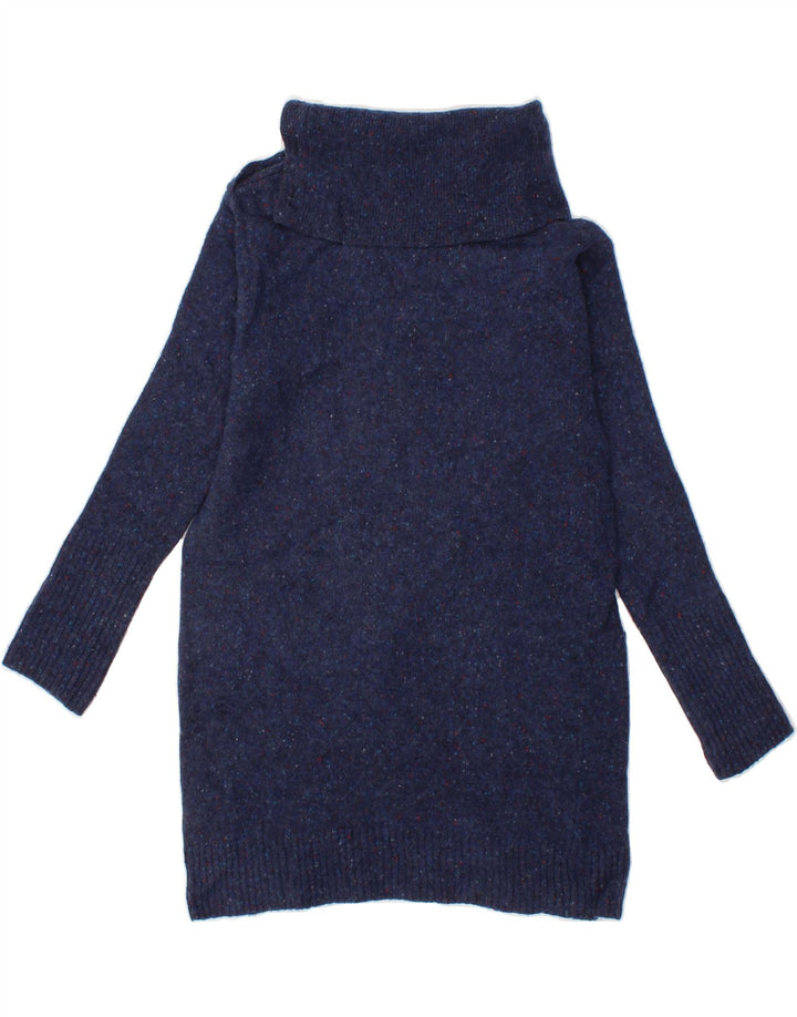 WHITE STUFF Womens Button Neck Jumper Sweater UK 8 Small Navy Blue Flecked Vintage White Stuff and Second-Hand White Stuff from Messina Hembry 