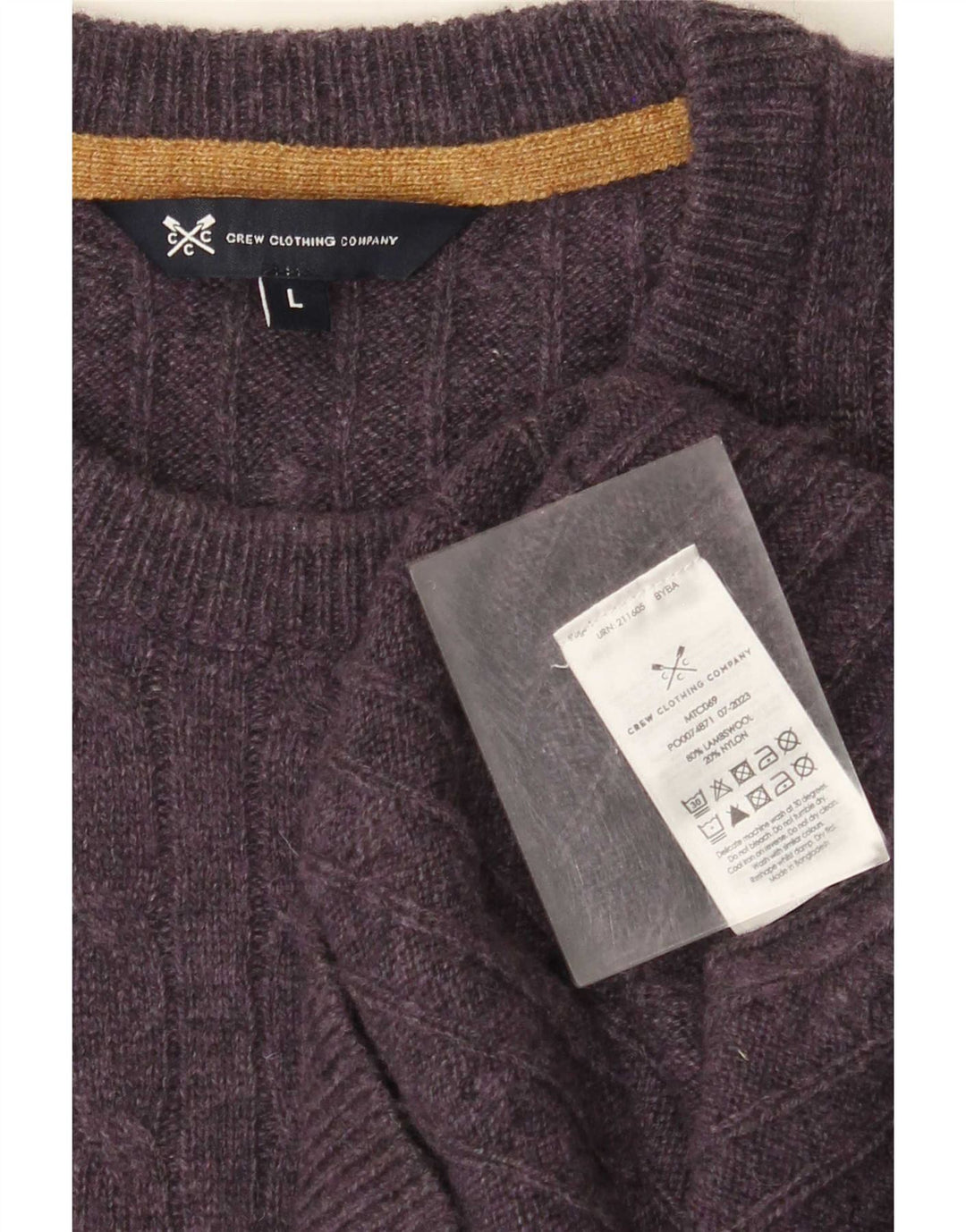 Crew Clothing Mens Neck Jumper Sweater Large Purple Lambswool