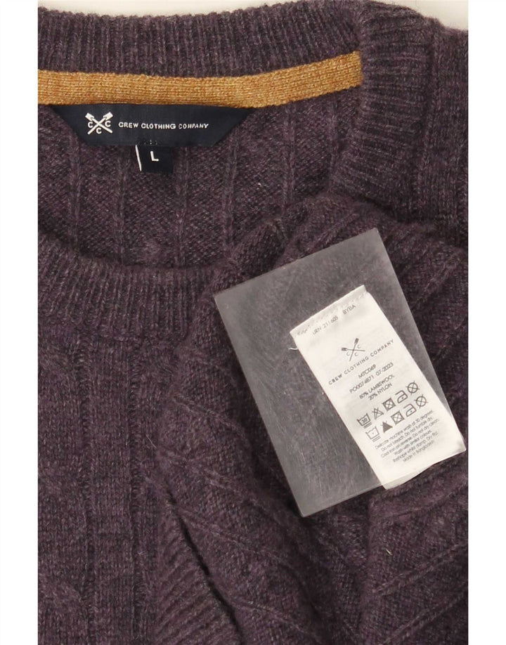 Crew Clothing Mens Neck Jumper Sweater Large Purple Lambswool