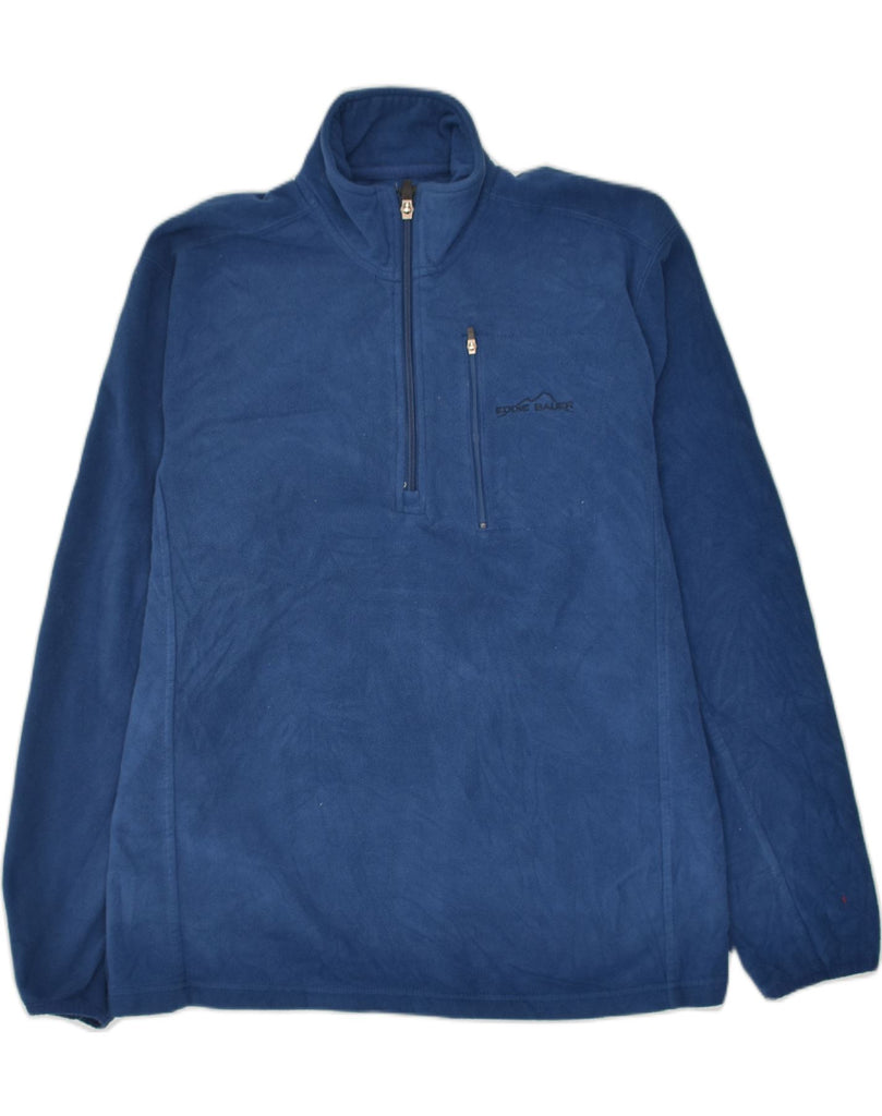 EDDIE BAUER Mens Zip Neck Fleece Jumper Small Navy Blue Polyester | Vintage Eddie Bauer | Thrift | Second-Hand Eddie Bauer | Used Clothing | Messina Hembry 