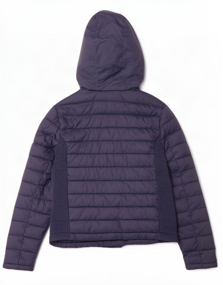 Superdry Womens Hooded Padded Jacket UK 14 Large Navy Blue Polyester
