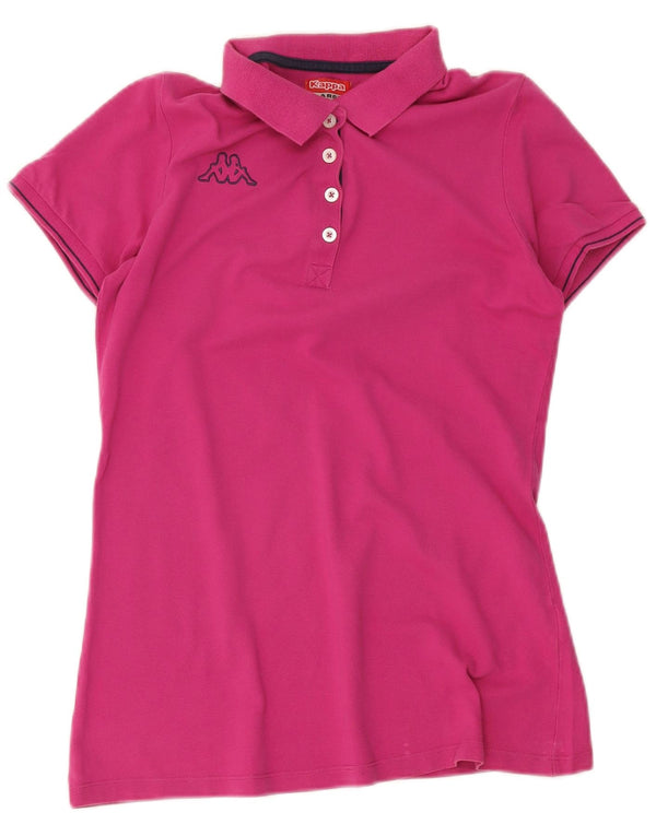 Kappa Womens Graphic Polo shirt UK 14 Large Pink Cotton