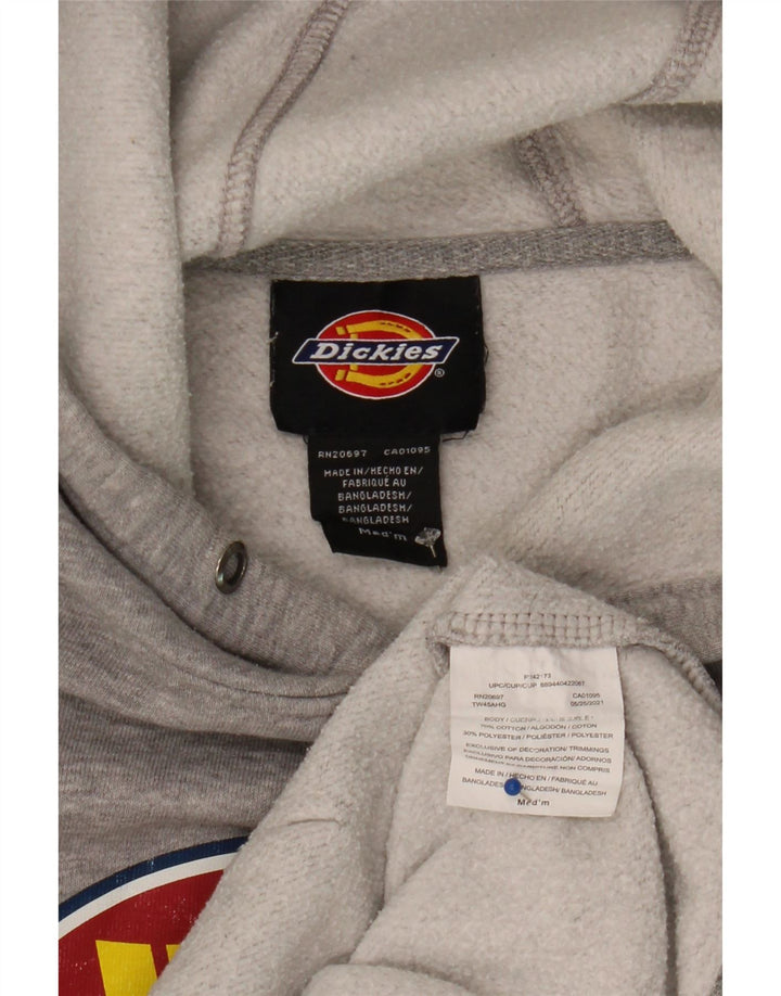 DICKIES Mens Graphic Hoodie Jumper Medium Grey Flecked Cotton