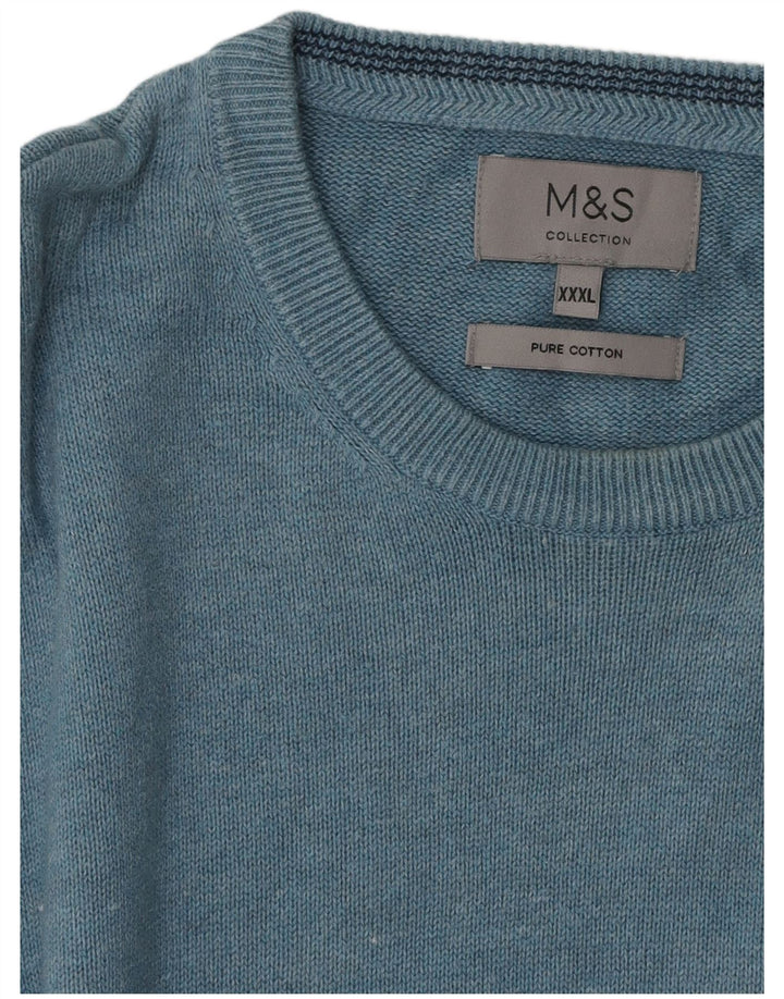 Marks & Spencer Mens Crew Neck Jumper Sweater 3XL Blue Cotton