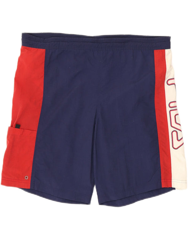 Fila Mens Graphic Swimming Shorts IT 52/54 Large Navy Blue Colourblock