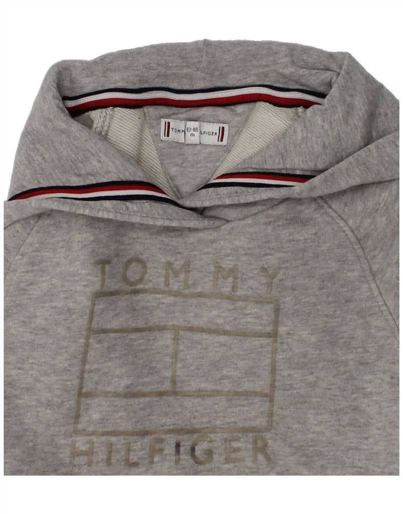 TOMMY HILFIGER Baby Girls Graphic Hooded Jumper Dress 12-18 Months Grey | Vintage Tommy Hilfiger | Thrift | Second-Hand Tommy Hilfiger | Used Clothing | Messina Hembry 