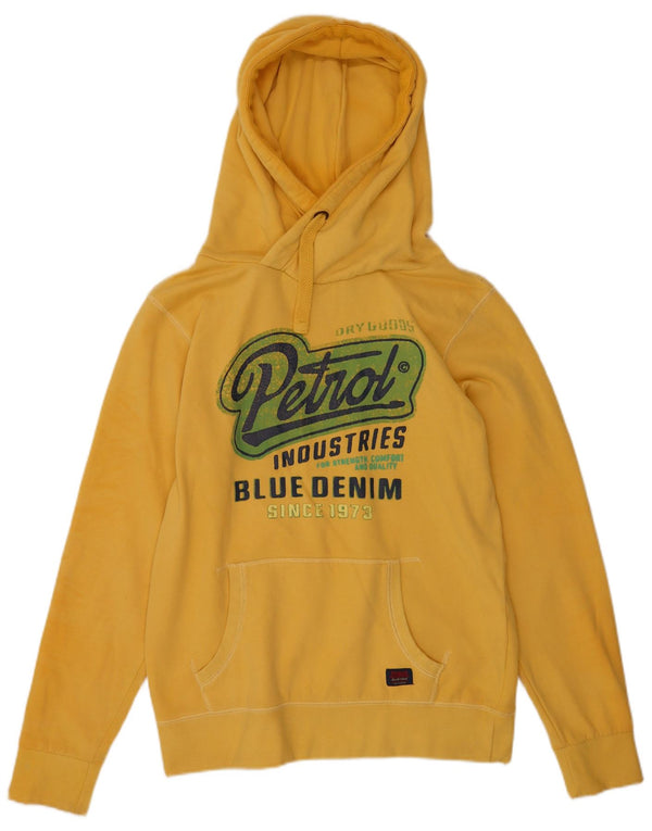 Petrol Industries Mens Graphic Hoodie Jumper Large Yellow Cotton