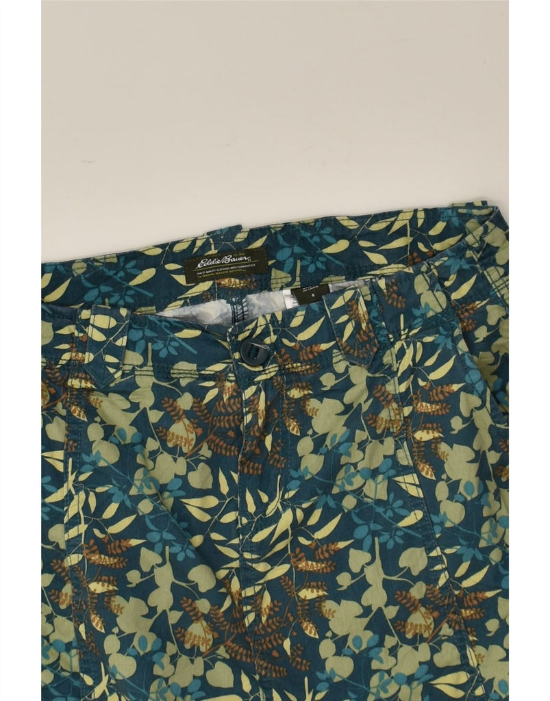 EDDIE BAUER Womens Straight Skirt US 8 Medium W32  Blue Floral Cotton | Vintage Eddie Bauer | Thrift | Second-Hand Eddie Bauer | Used Clothing | Messina Hembry 