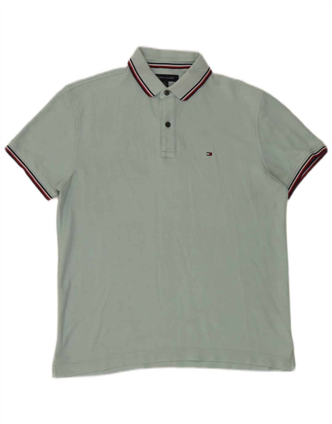 Tommy Hilfiger Mens Regular Fit Polo Shirt Medium Turquoise Cotton