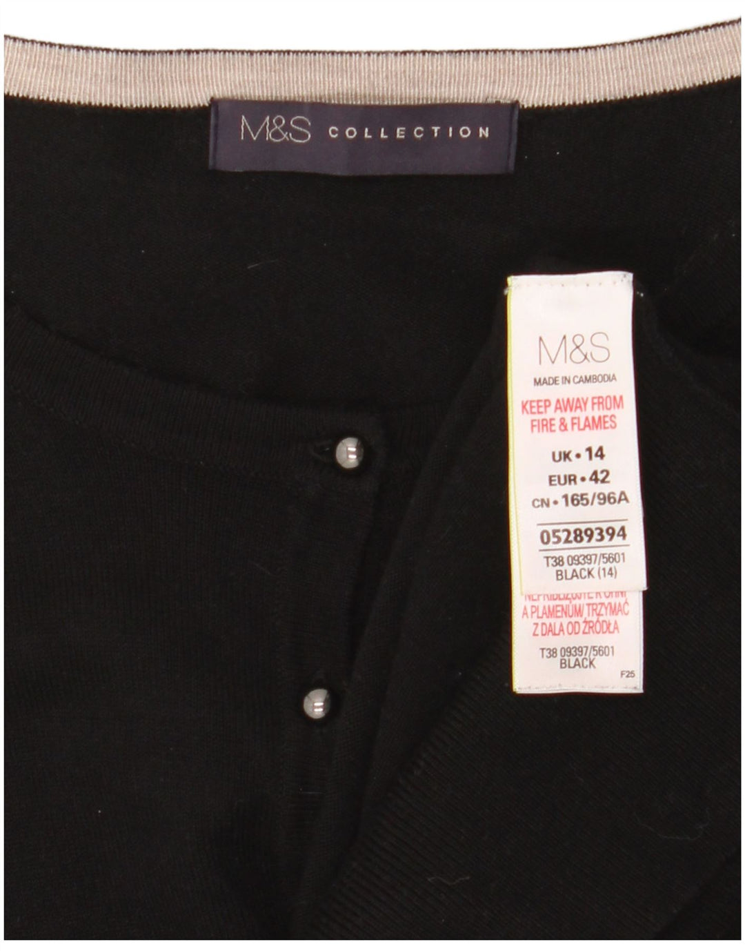 Marks & Spencer Womens Cardigan Sweater UK 14 Medium Black Viscose