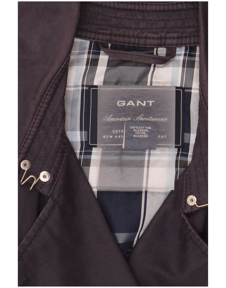 Gant Womens Trench Coat UK 14 Medium Navy Blue Cotton