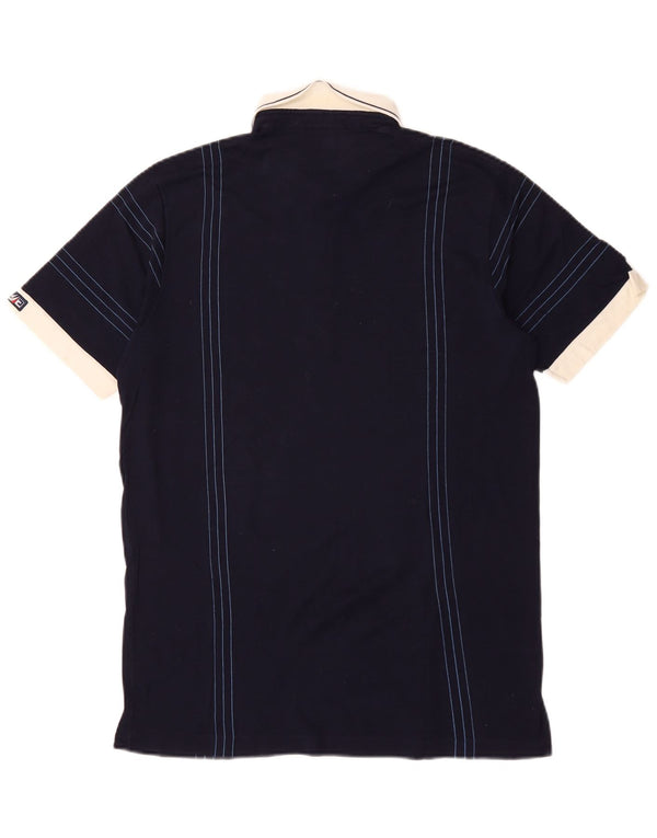 Cagi Mens Polo Shirt Large Navy Blue Striped