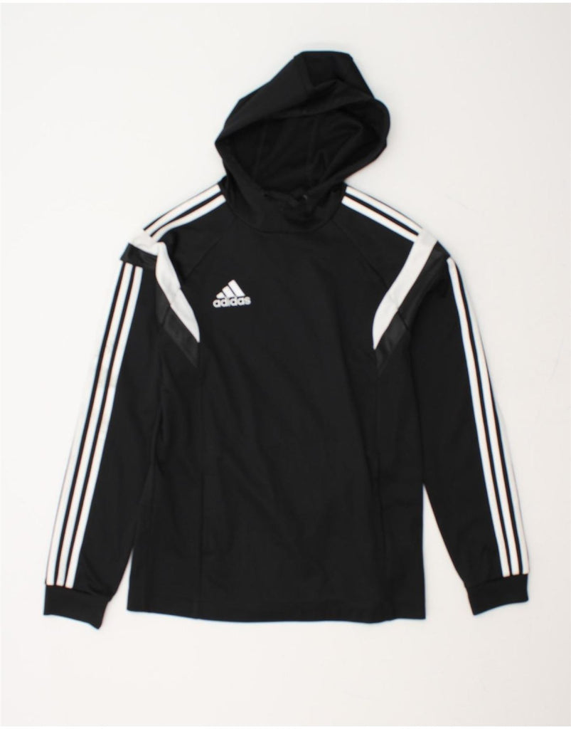 ADIDAS Mens Hoodie Jumper Small Black Colourblock Polyester Vintage Adidas and Second-Hand Adidas from Messina Hembry 
