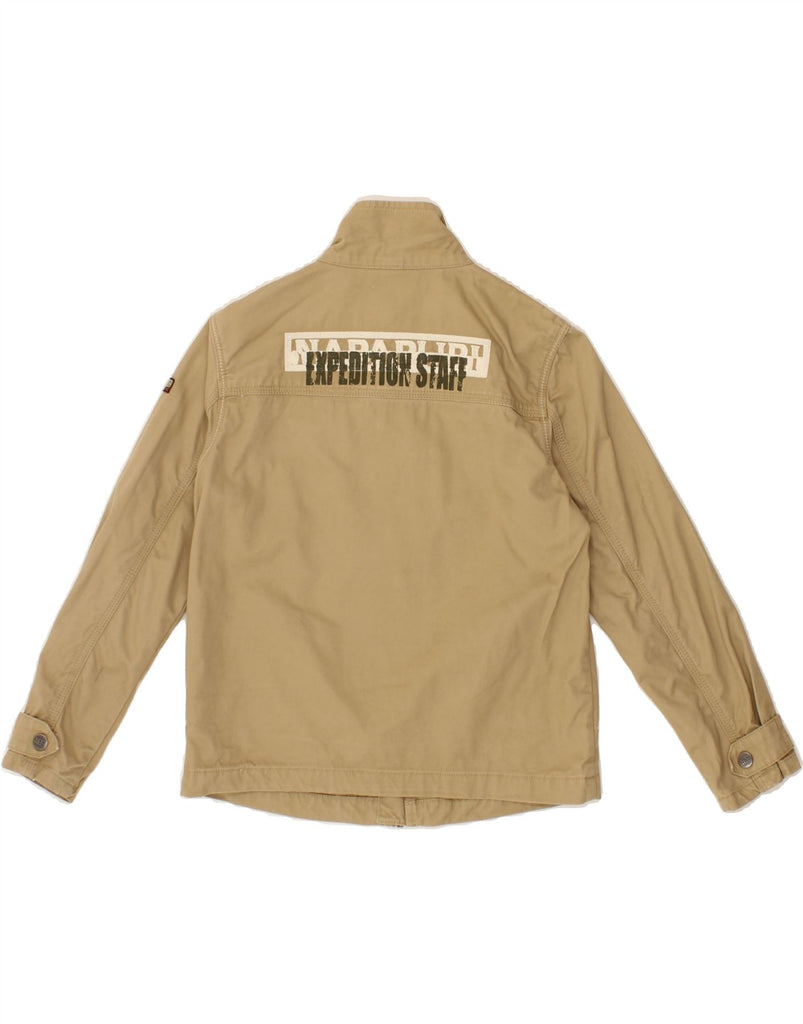 NAPAPIJRI Boys Graphic Bomber Jacket 9-10 Years Beige Cotton Vintage Napapijri and Second-Hand Napapijri from Messina Hembry 