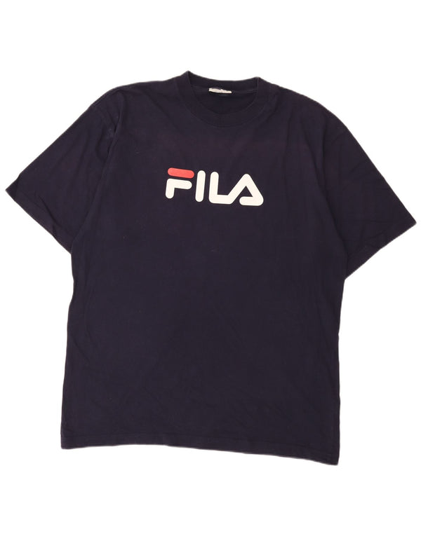 Fila Mens Graphic T-Shirt Top XL Navy Blue Cotton